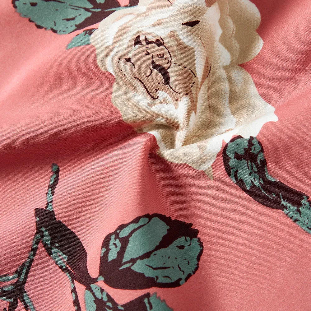 Family Matching Allover Floral Print Belted Slip Dresses and Colorblock Short-sleeve T-shirts Sets big image 5
