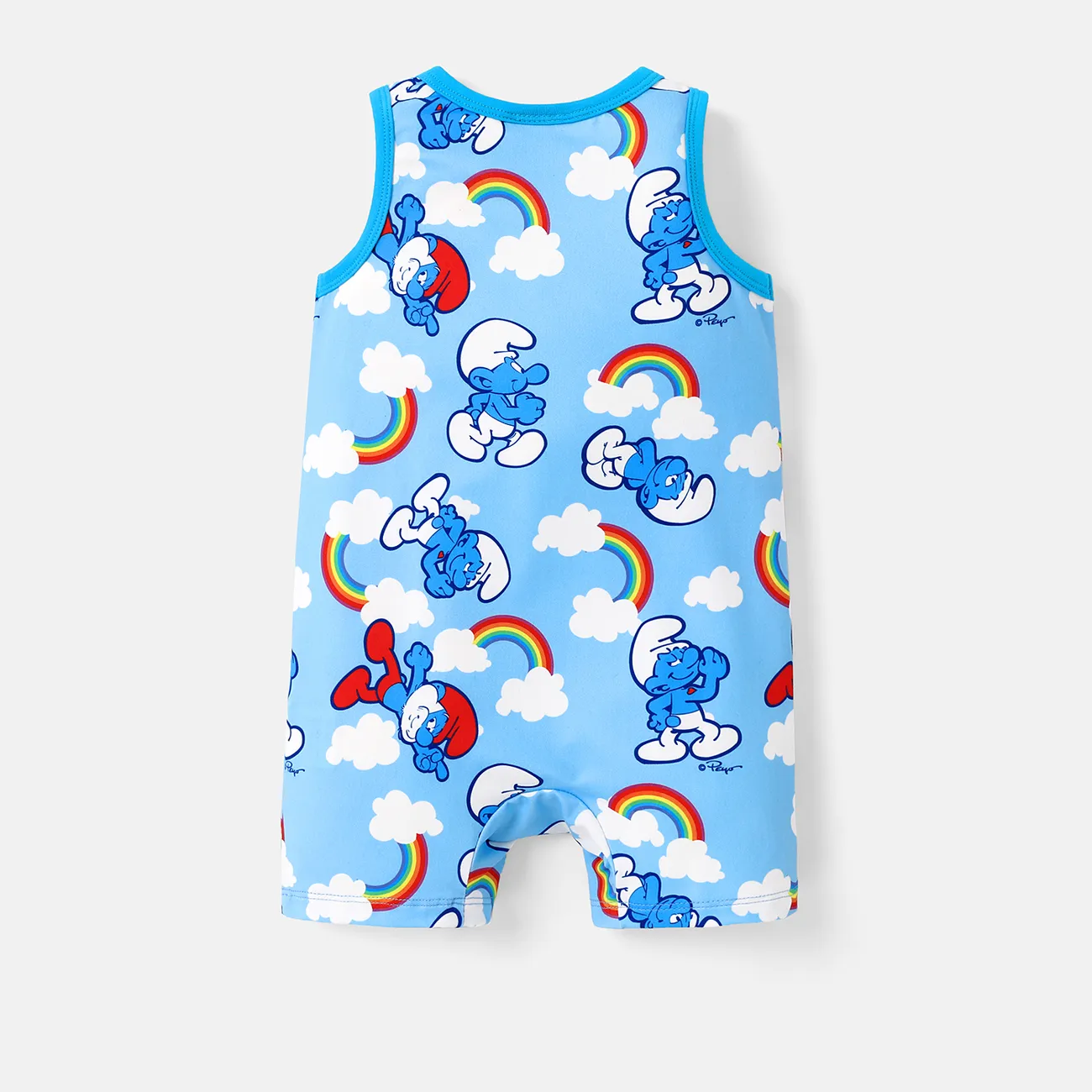 Os Smurfs Bebé Menino Infantil Sem mangas Macacão curto Branco azulado big image 1