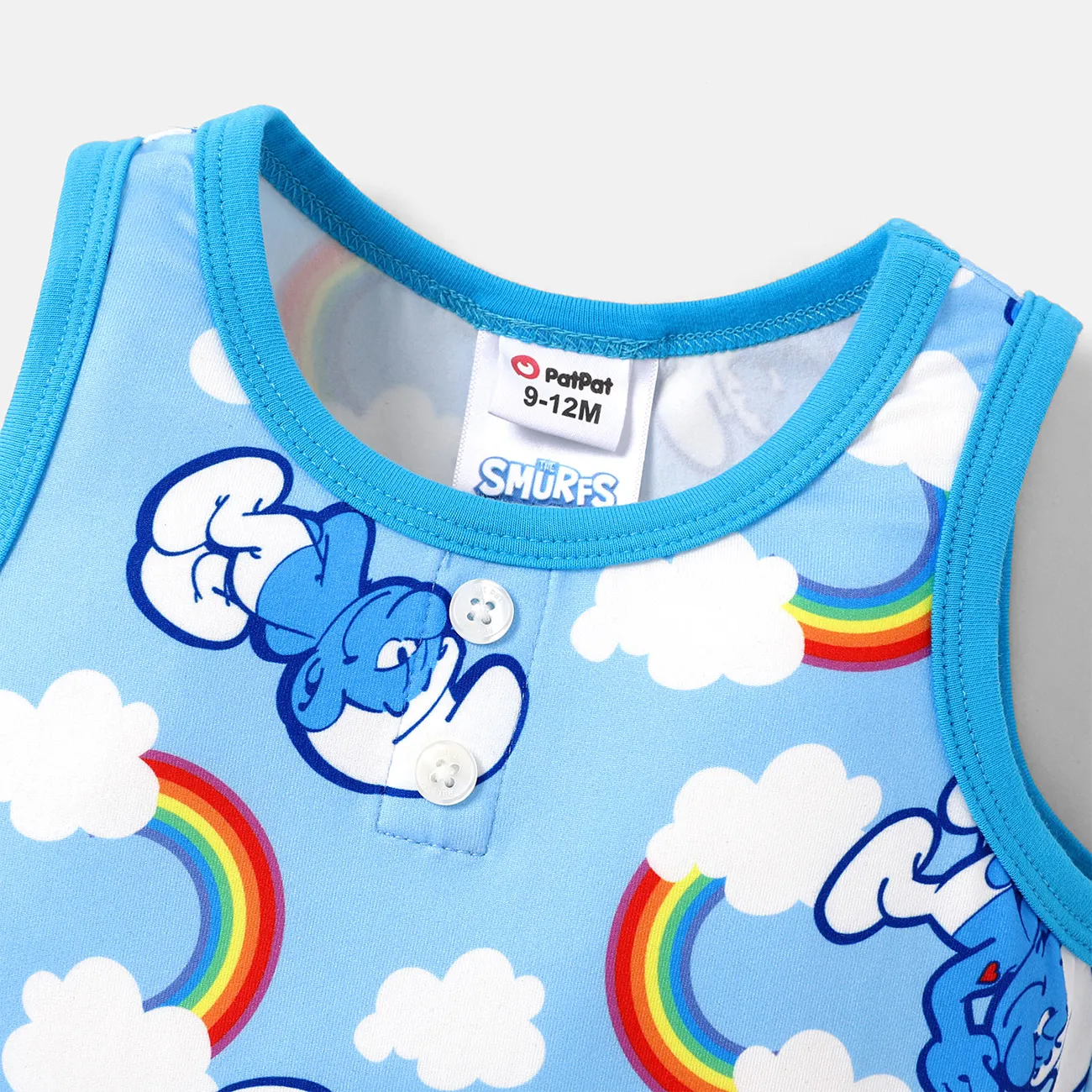 The Smurfs Baby Boy Character & Rainbow Print Tank Romper BLUEWHITE big image 1