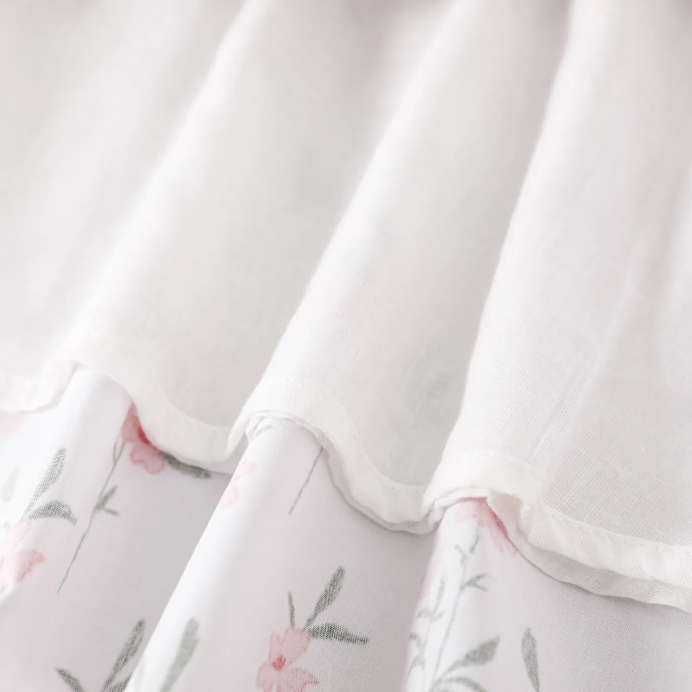 Baby Girl 100% Cotton Allover Floral Print Puff-sleeve Dress Multicolour-1 image 5