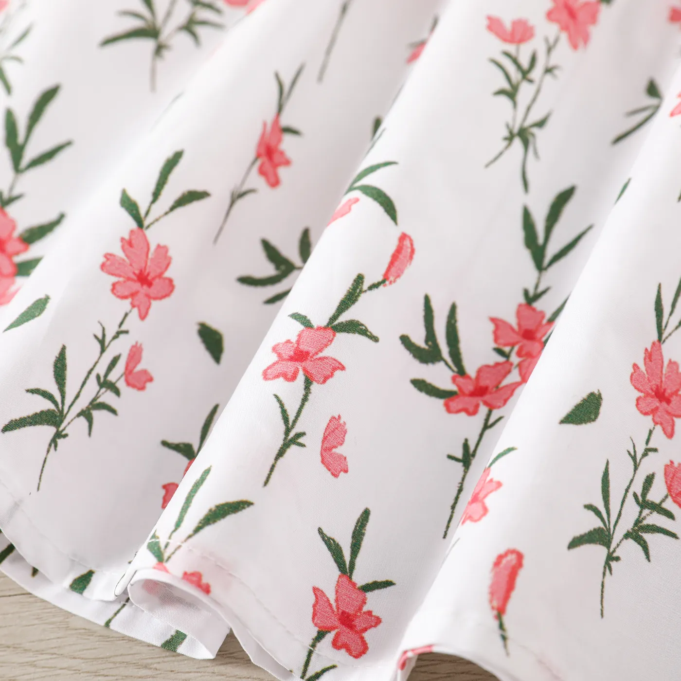Baby Girl 100% Cotton Allover Floral Print Puff-sleeve Dress Multicolour-1 image 4