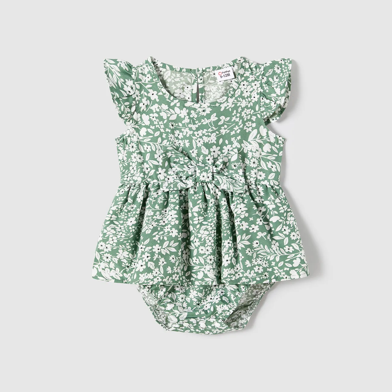 Muttertag Familien-Looks Zerbrochene Blume Kurzärmelig Familien-Outfits Sets grün big image 1