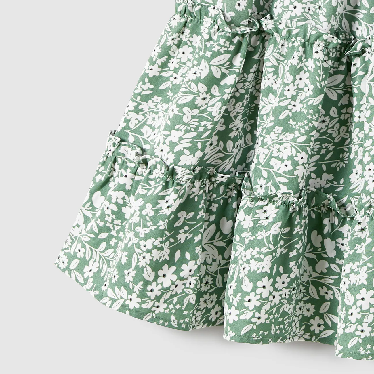 Muttertag Familien-Looks Zerbrochene Blume Kurzärmelig Familien-Outfits Sets grün big image 1