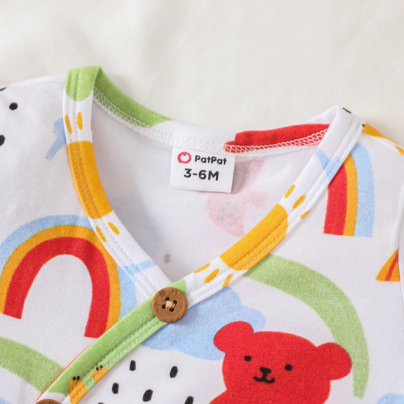 Baby Girl/Boy Allover Print Button Decor Short-sleeve Bodysuit  Color block image 3