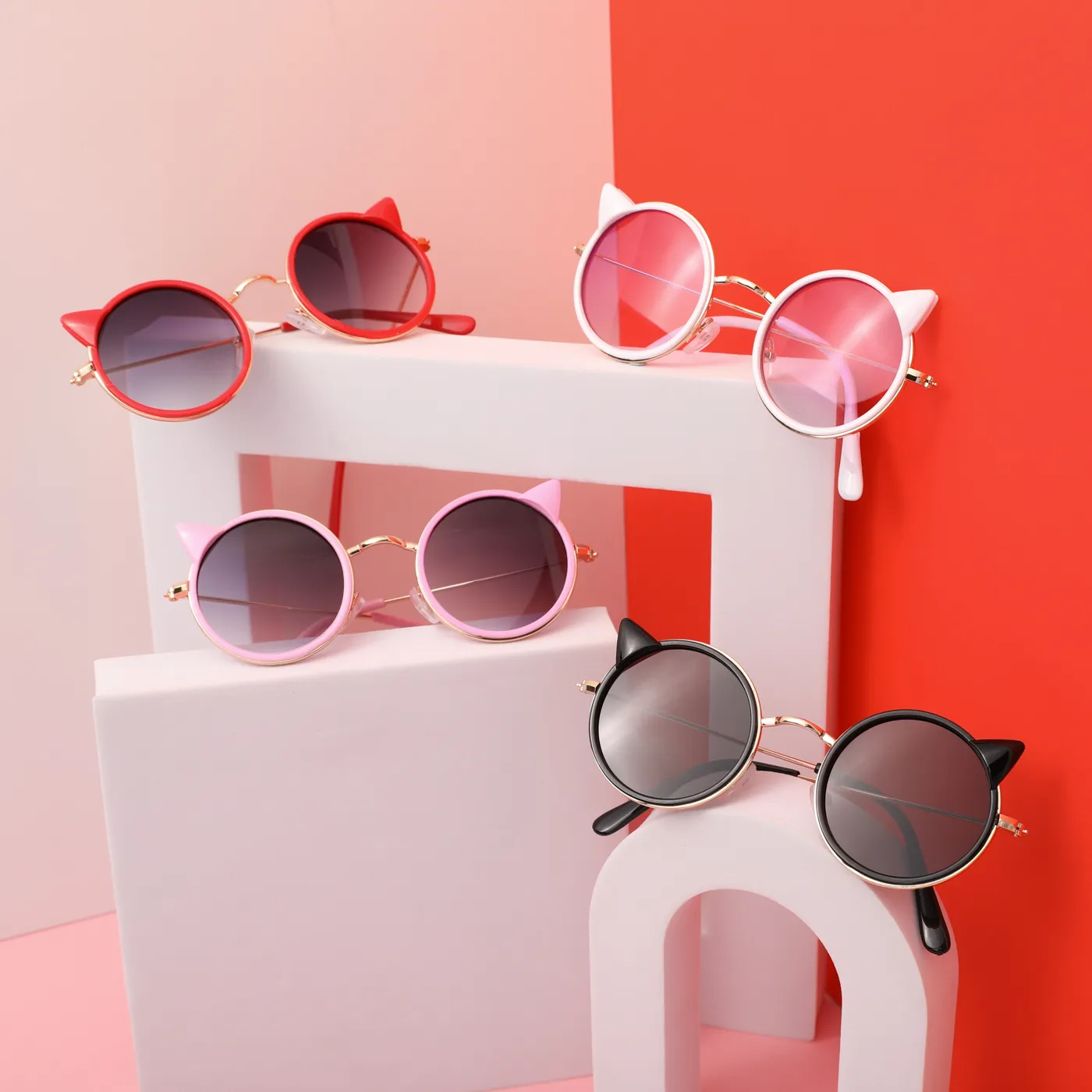 Toddler/Kid Cat Pattern Sunglases (with Glasses Case)