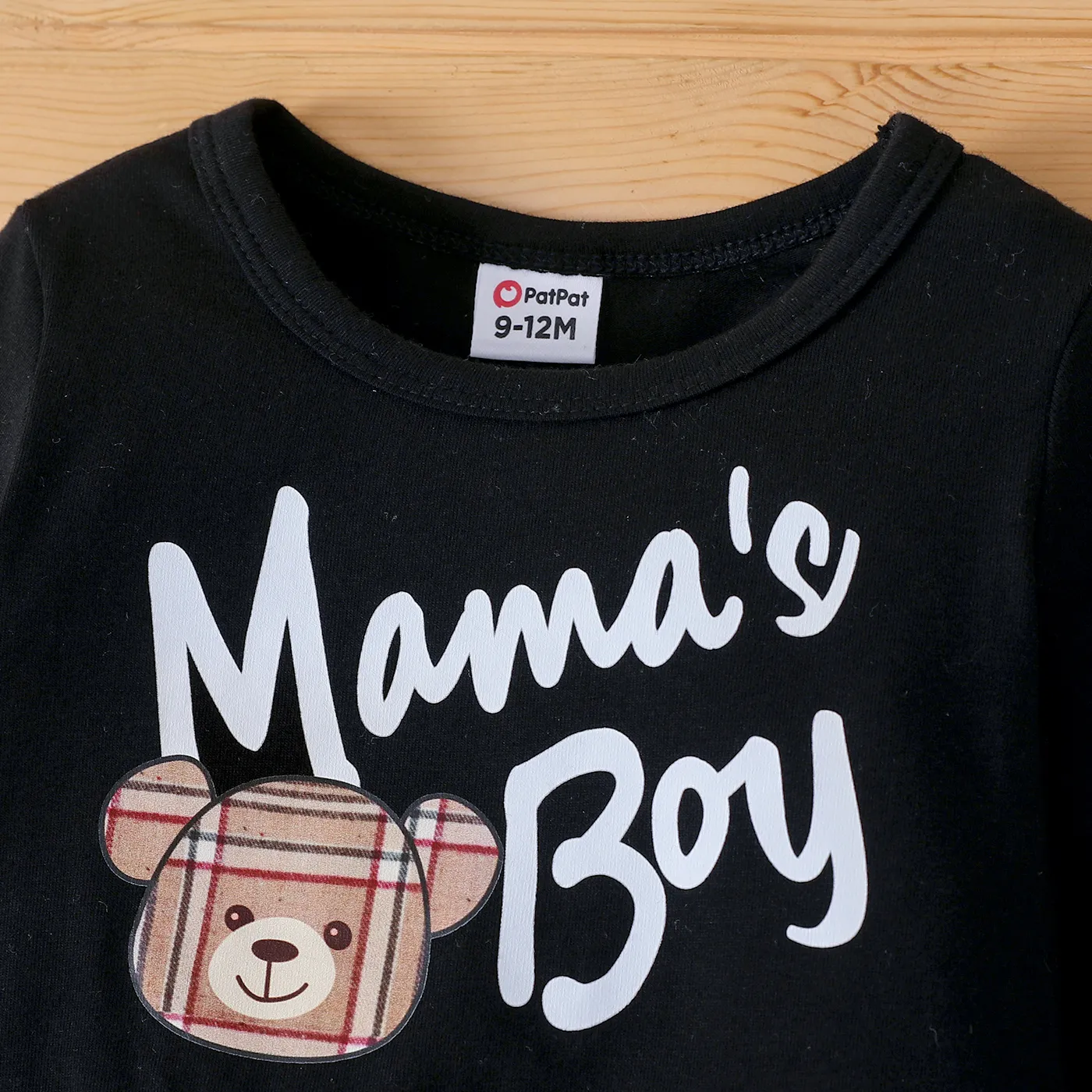 Baby Boy Cotton Letters & Bear Graphic Plaid Long-sleeve Jumpsuit   image 3