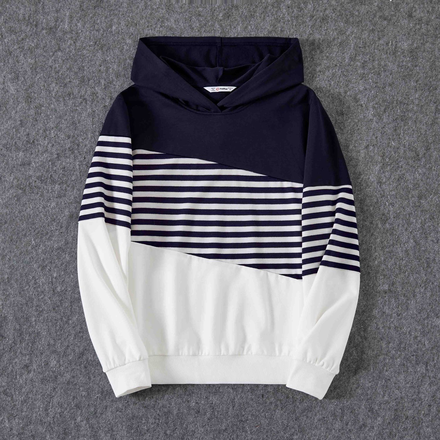 

Family Matching Color Block Striped Hooded Long Sleeve Sweatershirts