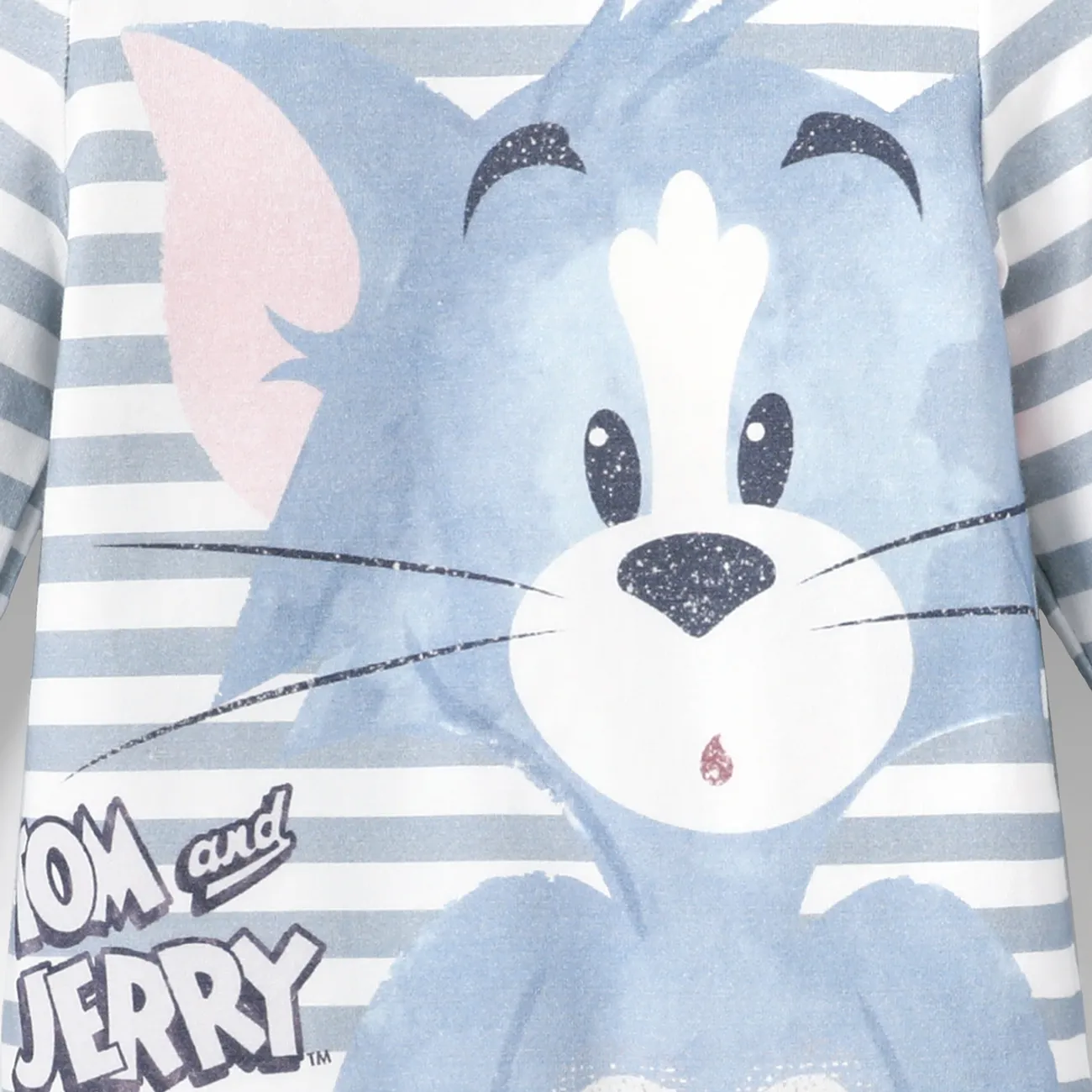 Tom and Jerry Bebé Unissexo Gato Básico Manga comprida Macacão Azul Claro big image 1