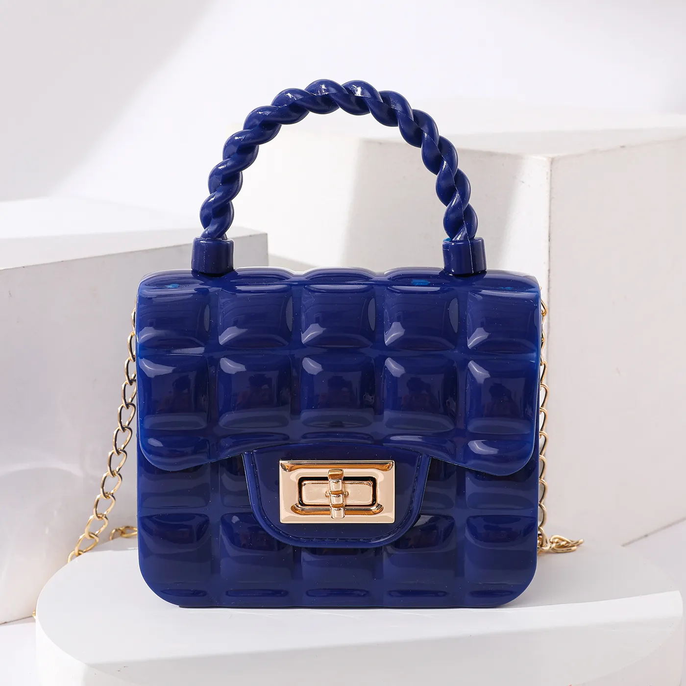 Toddler/Kid's Square Mini Jelly Casual Chain Small Square Bag Dark Blue