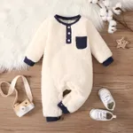 Baby Boy/Girl Solid Color Long Sleeve Jumpsuit lighttan
