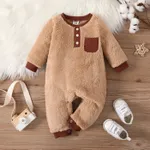 Baby Boy/Girl Solid Color Long Sleeve Jumpsuit Ivory