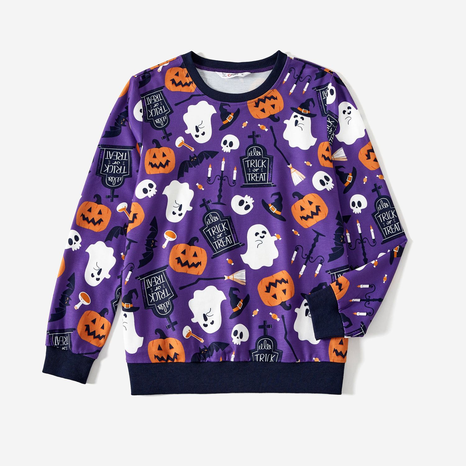 

Halloween Family Matching Purple Letter & Ghost Print Tops