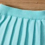 2pcs Baby Girl Ruffle Buttons Front Stripe Long-sleeve Sweater and Solid Pleated Skirt Set  image 3