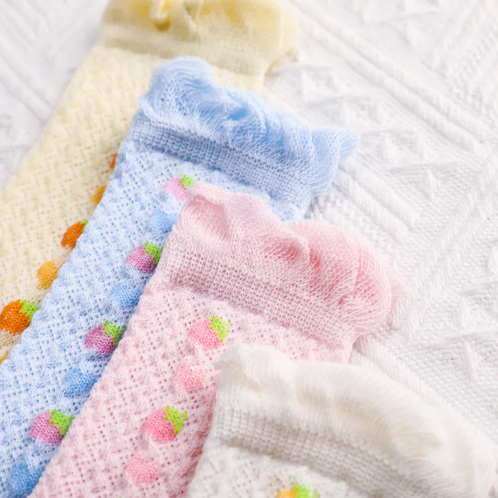 4-pack Baby/Toddler Mesh Strawberry Pattern Mosquito-proof Comfortable Socks big image 4