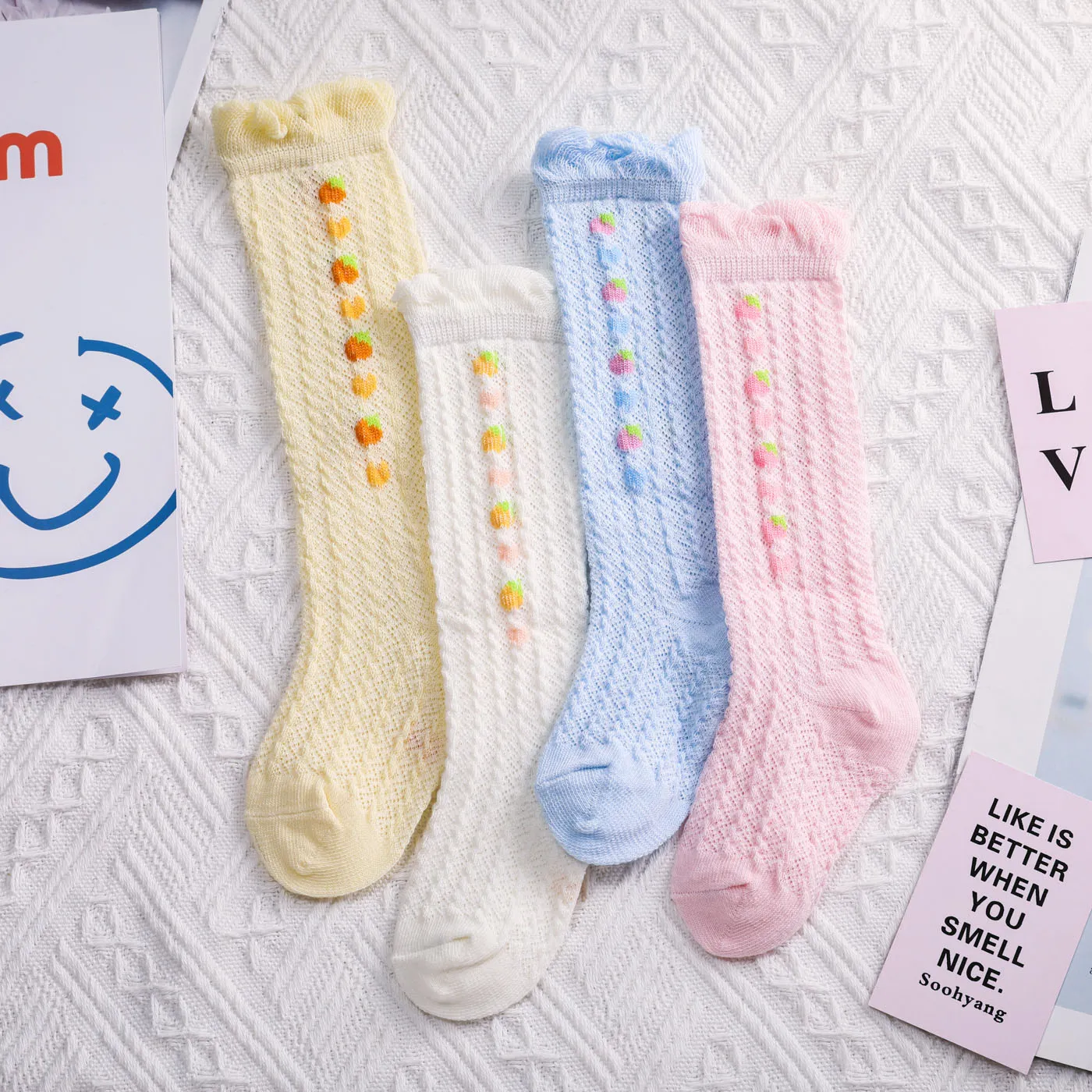 4-pack Baby/Toddler Mesh Strawberry Pattern Mosquito-proof Comfortable Socks  image 1