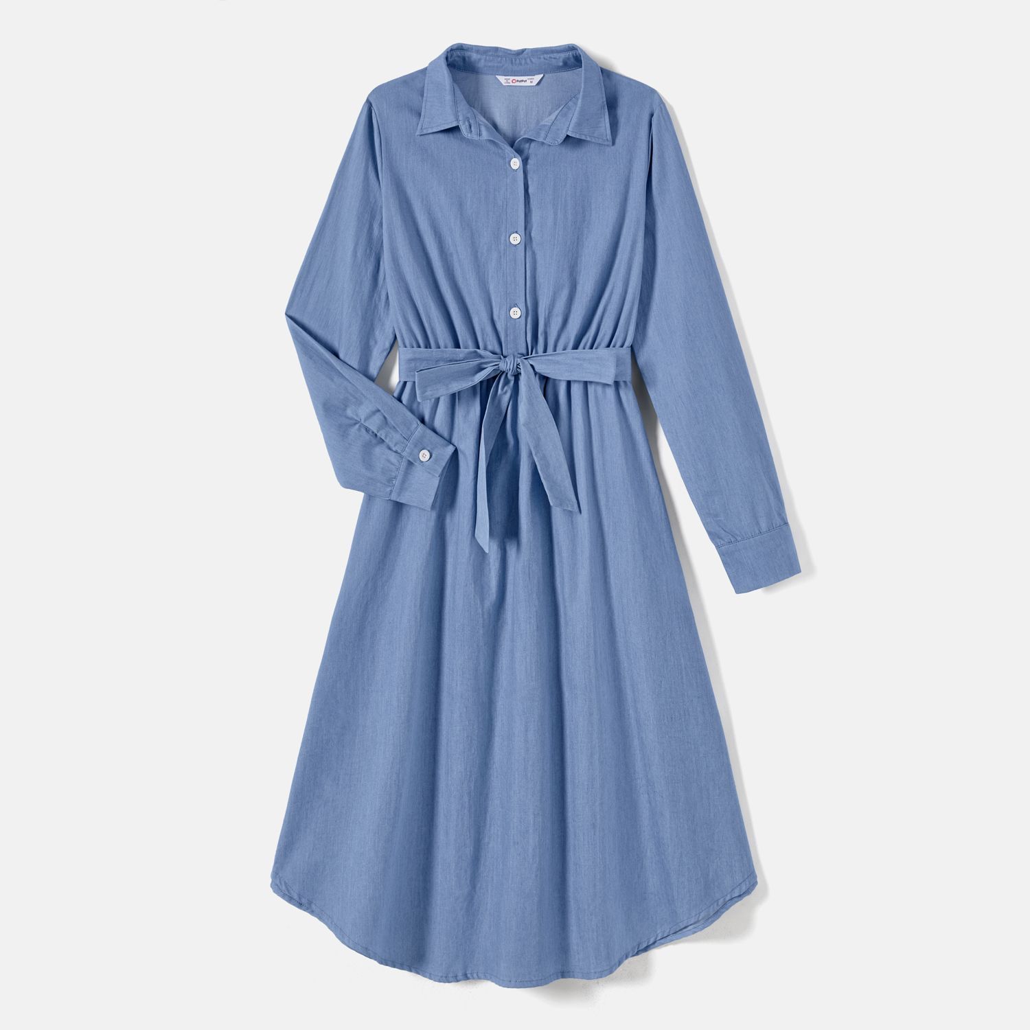 

Family Matching Denim Belted Dresses and Long-sleeve Shirt Sets