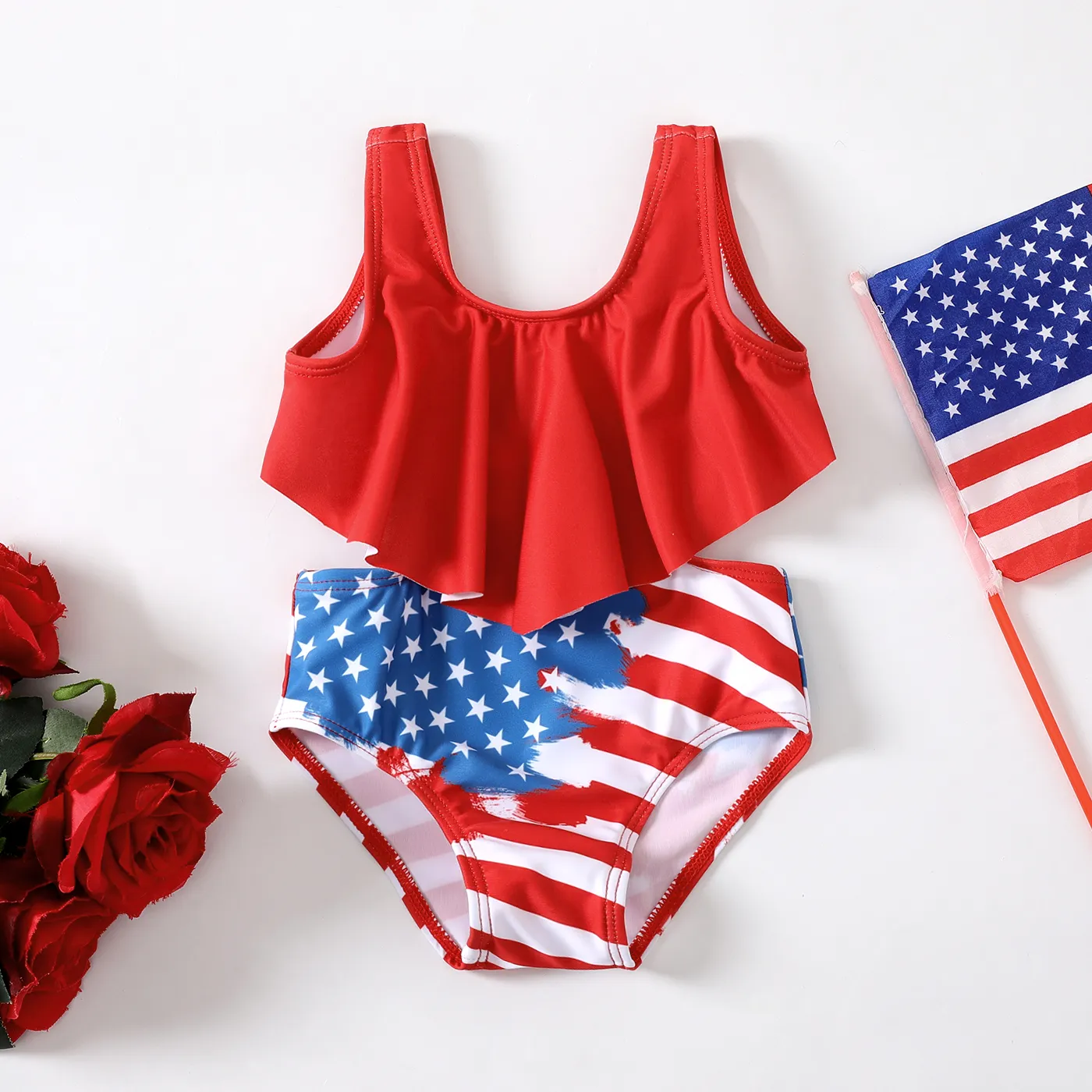 Independence Day Baby Girl Ruffled One Piece Swimsuit    big image 1