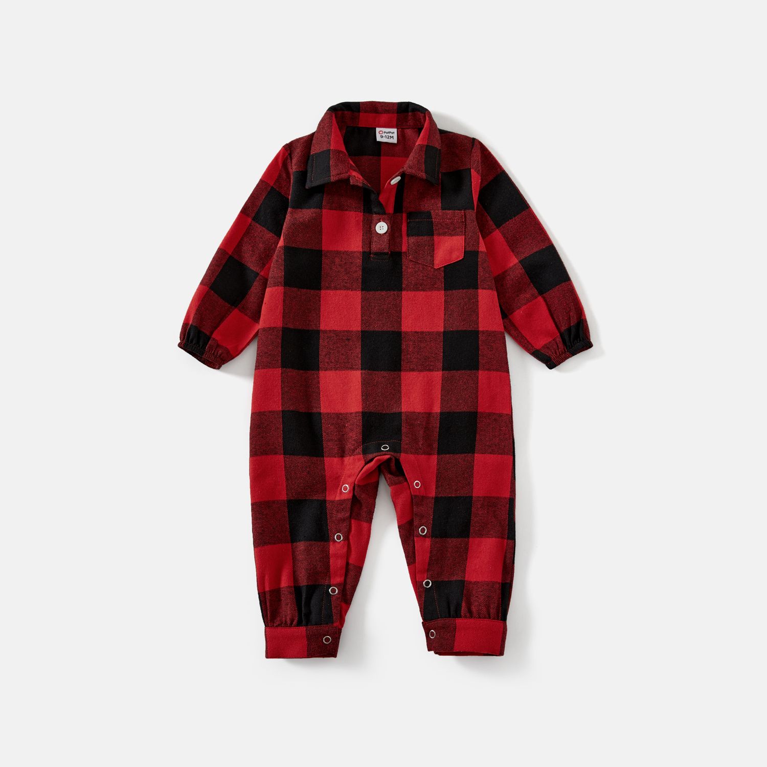 Family Matching Red and Black Plaid Long-sleeve  Shirts and Belted Dresses Sets