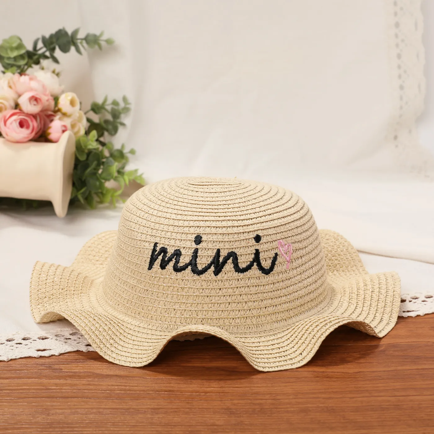 Baby/Toddler Letters Heart Embroidery Straw Hat   image 1