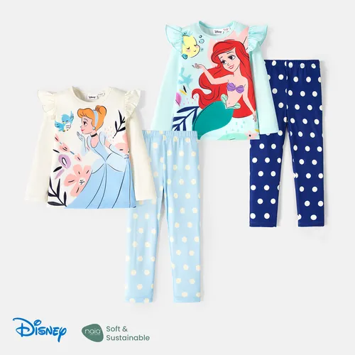 Disney Princess Toddler Girl 2pcs Naia™ Character Print Ruffled Long-sleeve Pullover and Polka Dots Leggings Set 