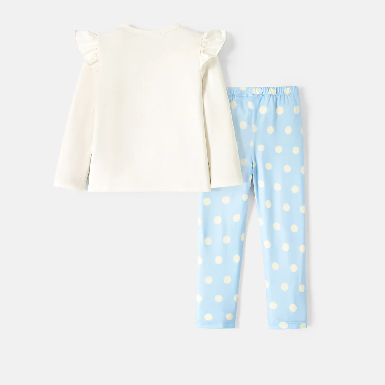 Disney Princess Toddler Girl 2pcs Naia™ Character Print Ruffled Long-sleeve Pullover and Polka Dots Leggings Set  Light Blue big image 1
