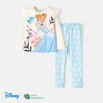 Disney Princess Toddler Girl 2pcs Naia™ Character Print Ruffled Long-sleeve Pullover and Polka Dots Leggings Set  Light Blue
