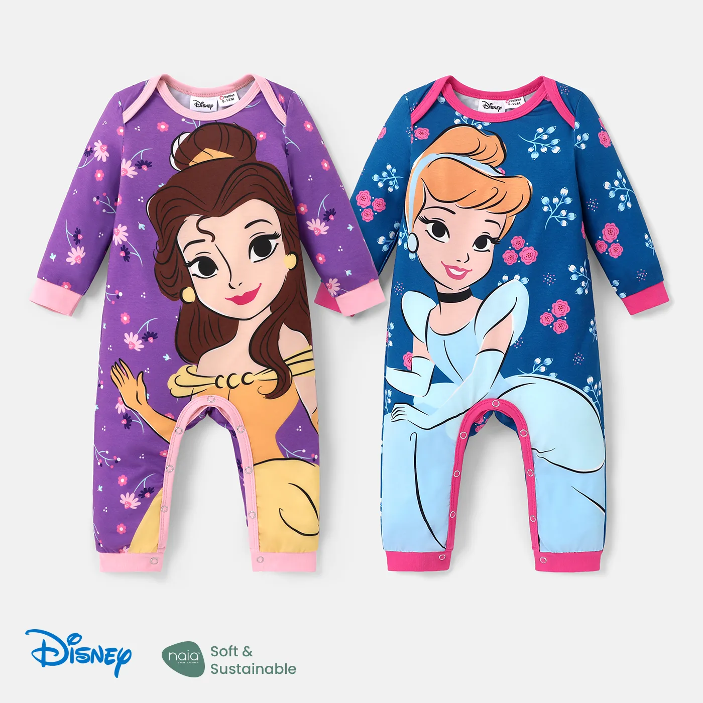 Disney Princess Baby Girl Naia™ Character & Floral Print Long-sleeve Jumpsuit 