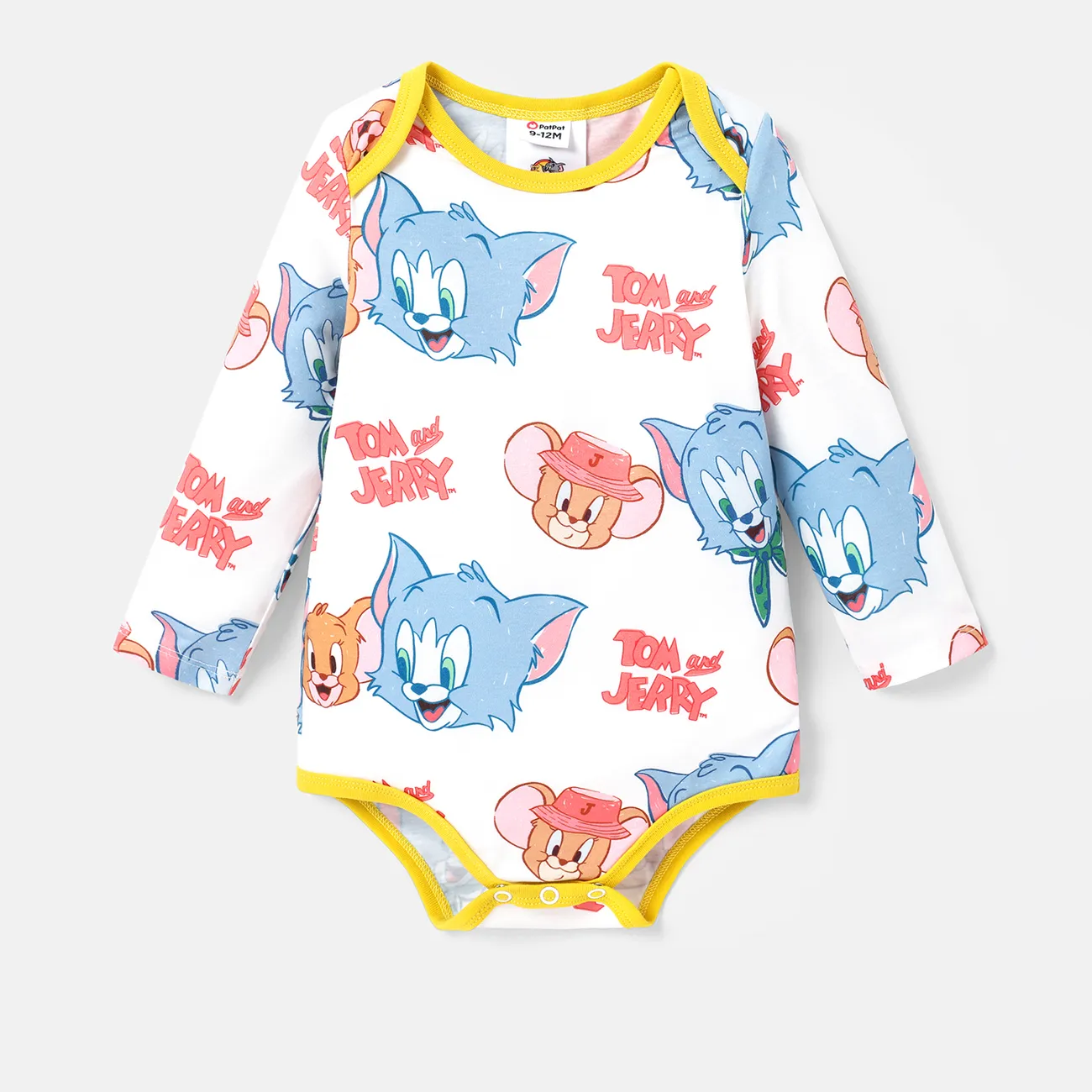 Tom and Jerry Baby Boy Naia™ Character Print Onesies / Pants  White big image 1