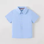 Toddler Girl/Boy School Uniform Solid Short-sleeve Shirt   Blue