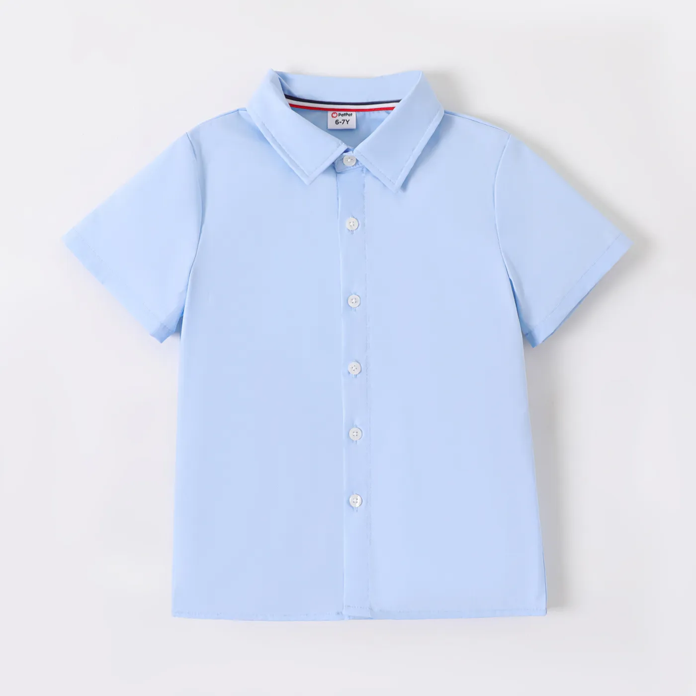 Kid Girl/Boy School Uniform Solid Short-sleeve Shirt   Blue