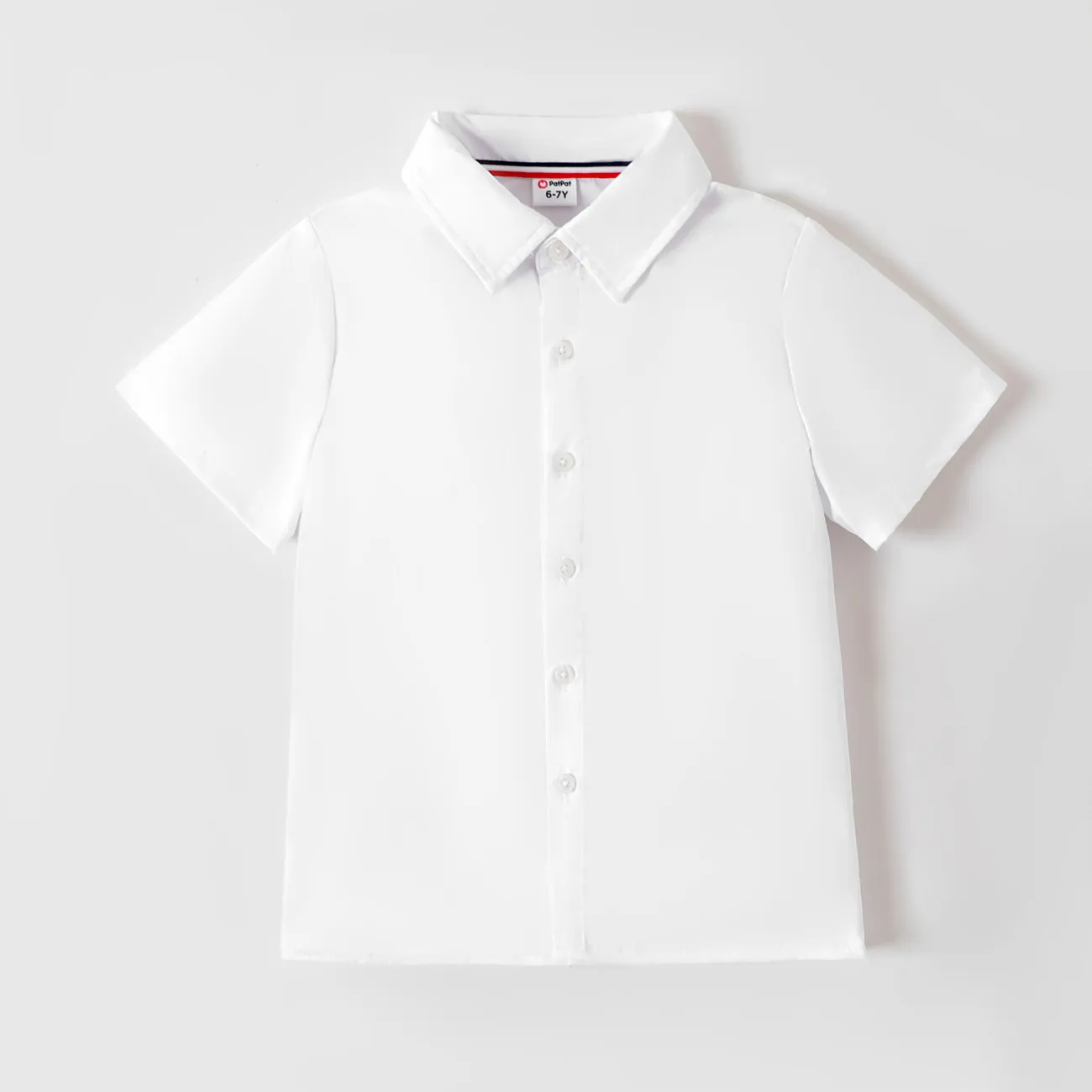 Kid Girl/Boy School Uniform Solid Short-sleeve Shirt    big image 1