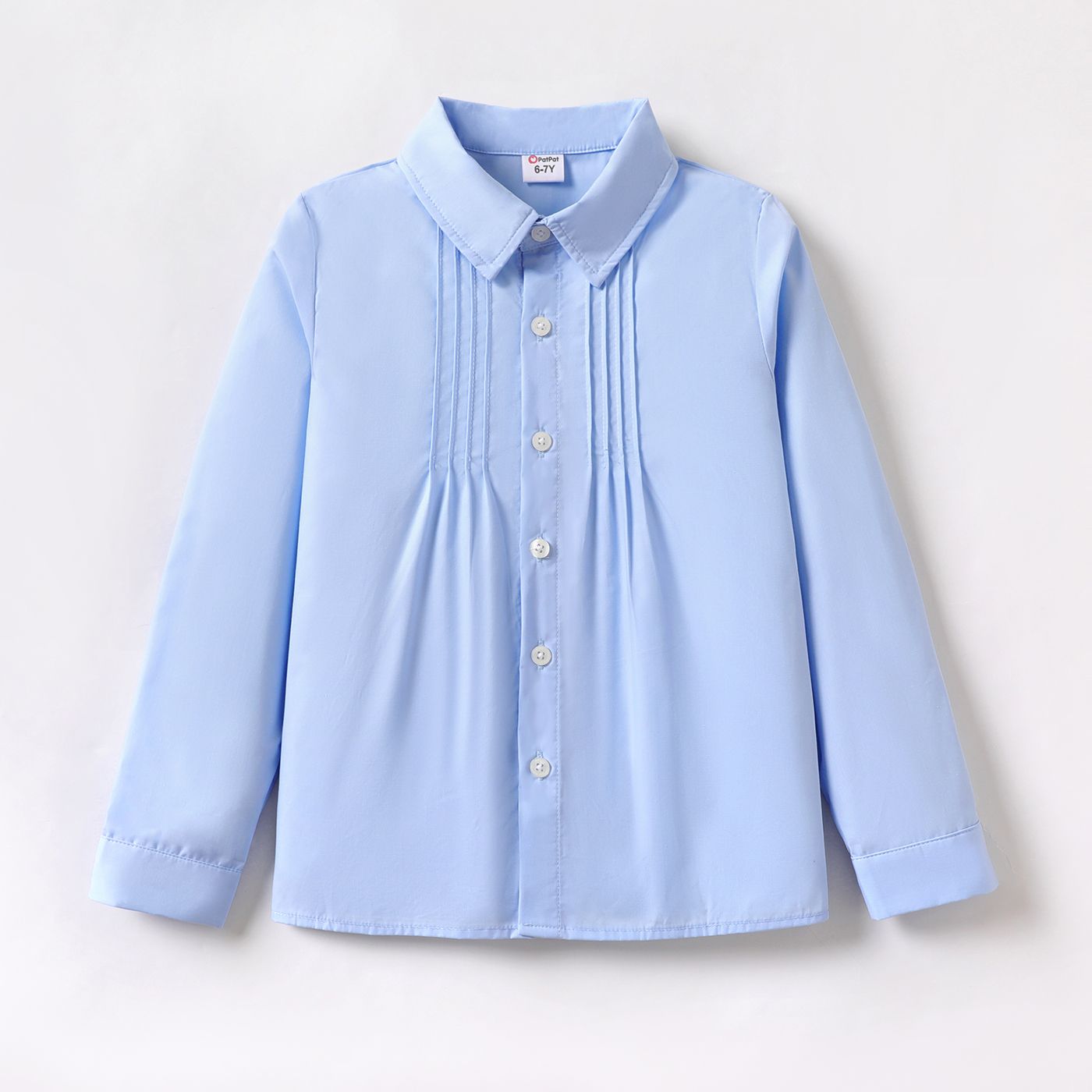 Kid Girl School Uniform Buttons Front Long-sleeve Shirt