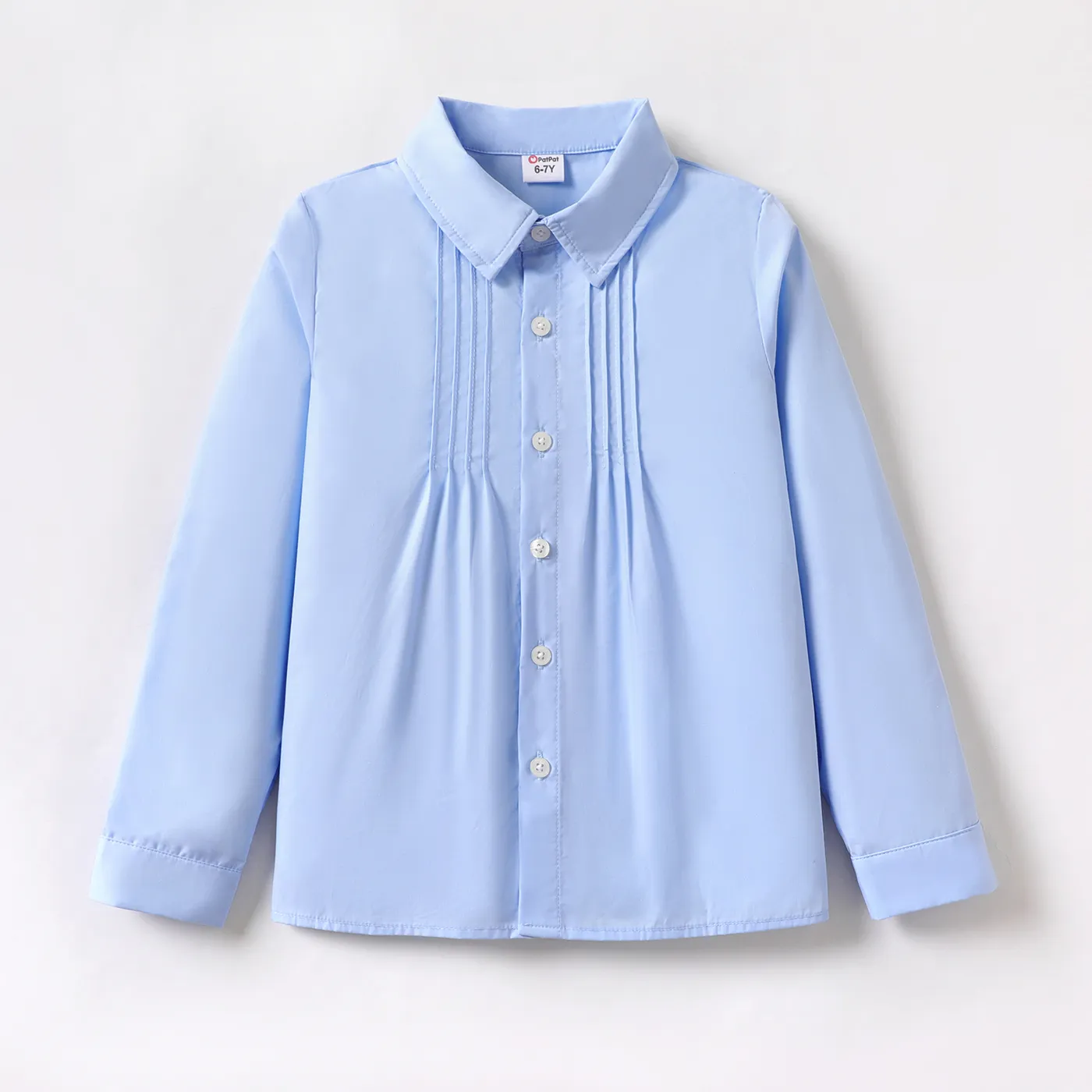 Kid Girl School Uniform Buttons Front Long-sleeve Shirt  big image 1
