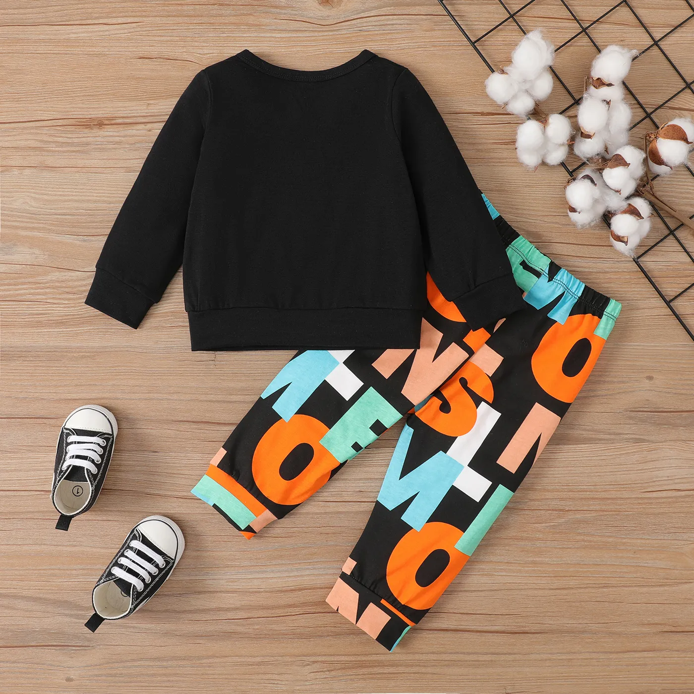 Baby Boy Blocking Design Long Sleeve Crew Neck Sweatshirt Sets   image 2