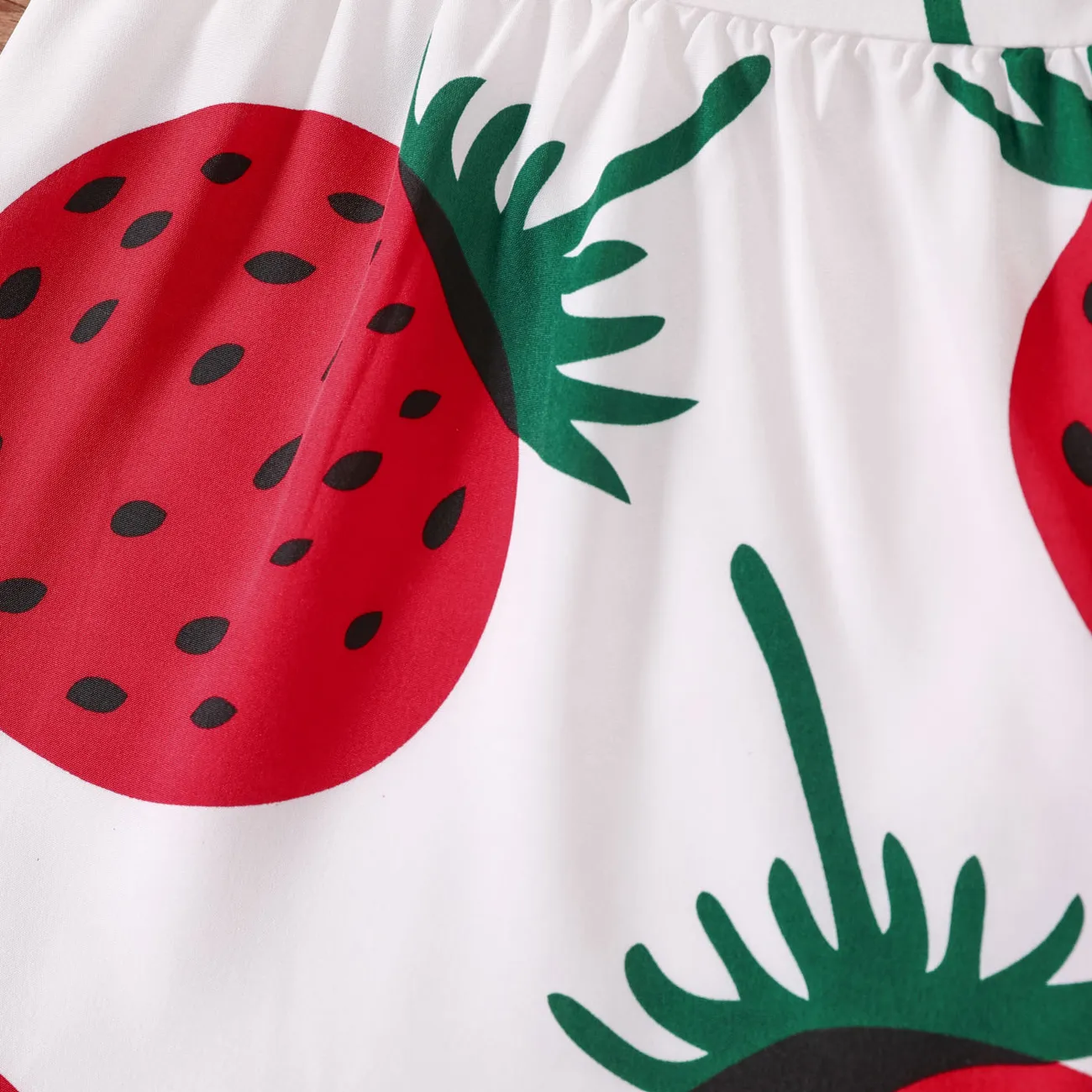 Baby Girl Girl Strawberry Print Flutter-sleeve Dress White big image 1
