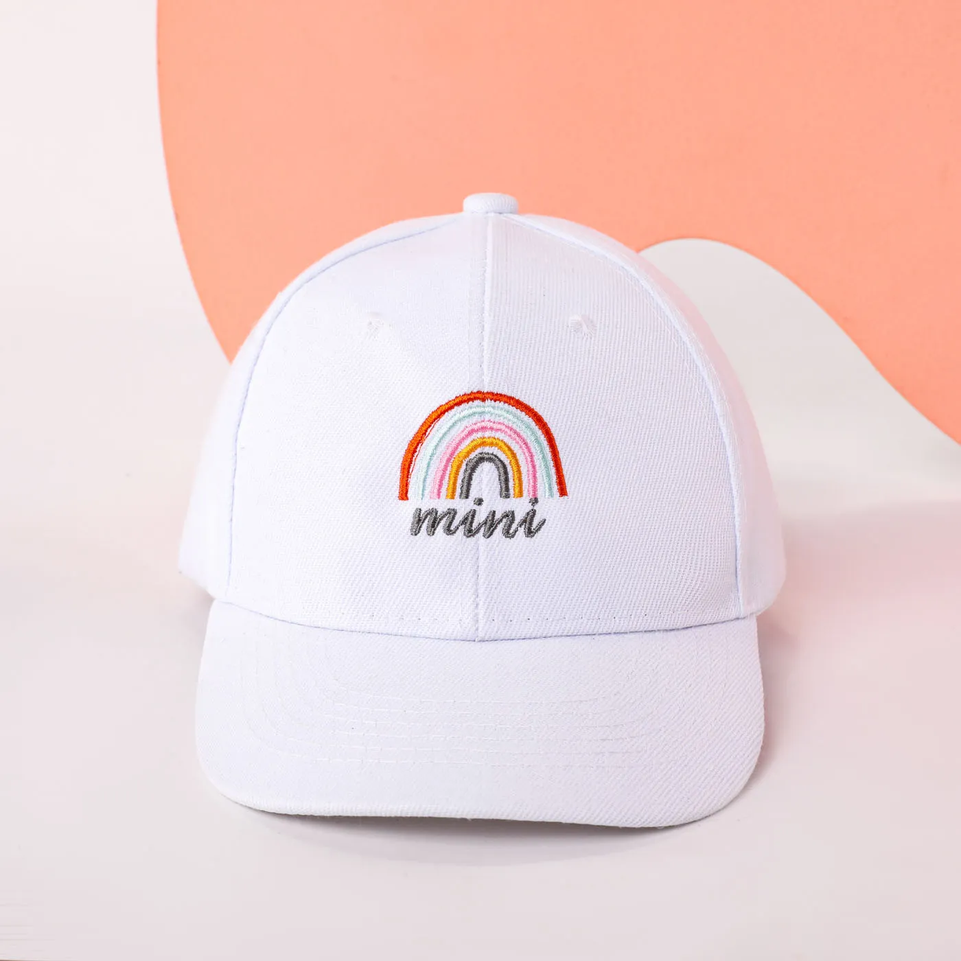 Rainbow Embroidery Baseball Cap for Mom and Me White image 5