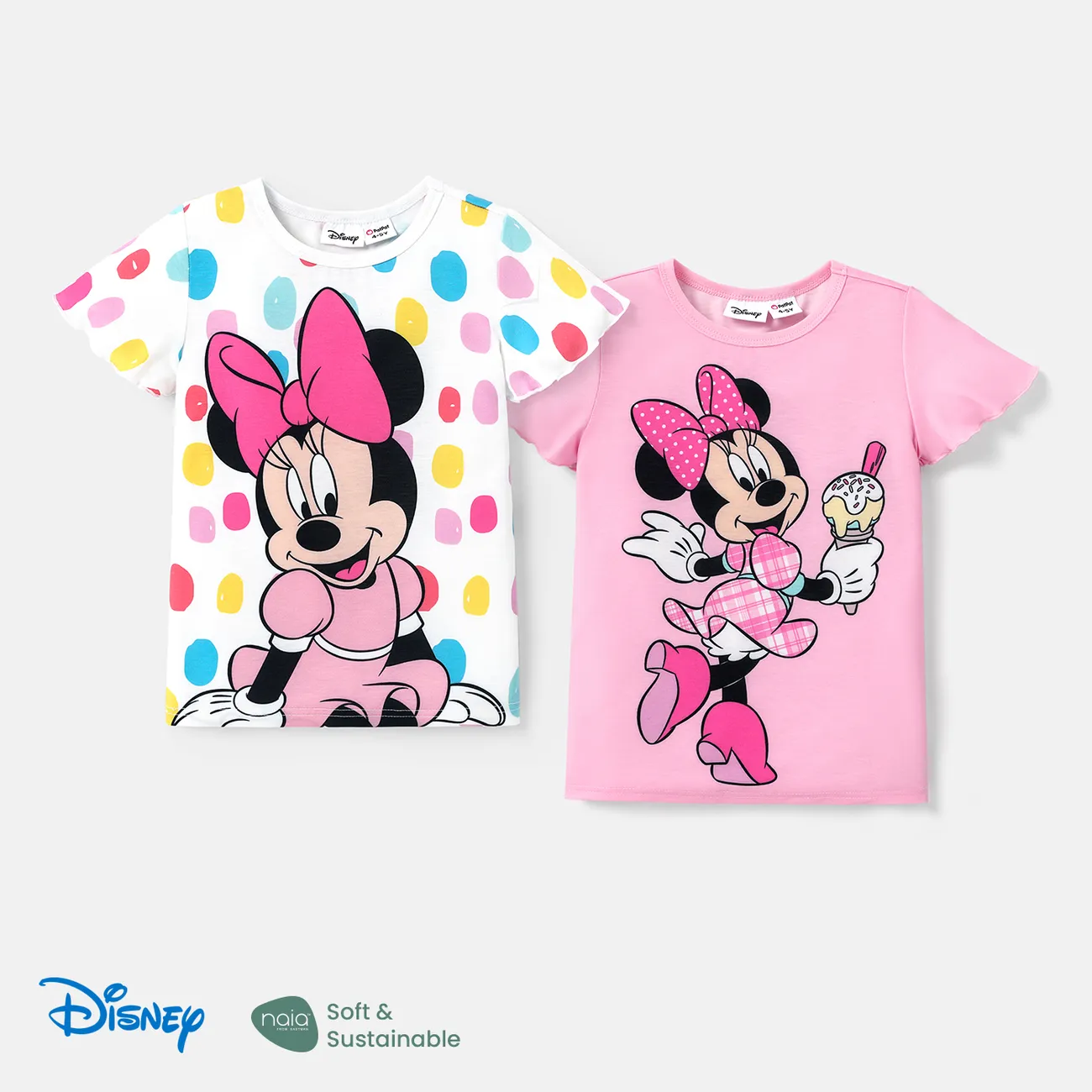 Disney Mickey and Friends Páscoa Menina Mangas franzidas Bonito T-shirts Rosa big image 1