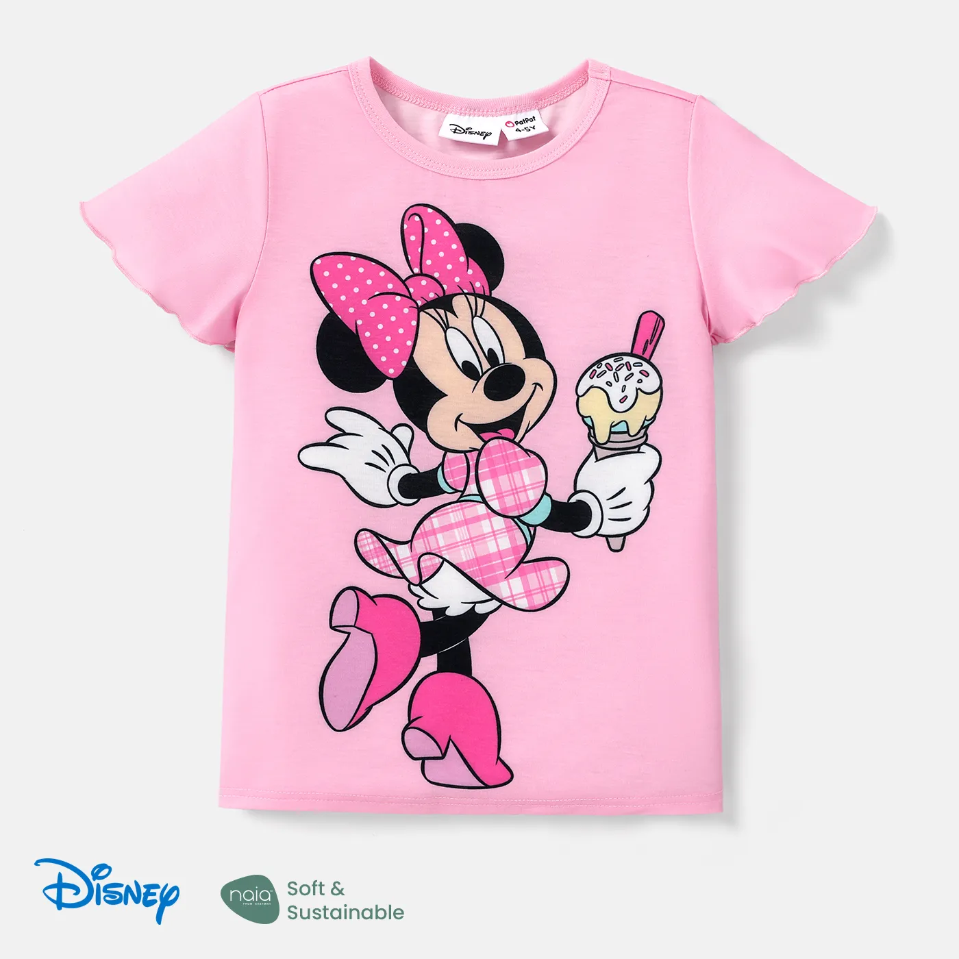 Disney Mickey and Friends 1pc Toddler/Kid Girl/Boy Character Tyedyed/Stripe/Colorful Print Naia™ Short-sleeve Tee Pink