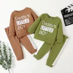 2pcs Baby Boy Letters Graphic Long-sleeve Top and Pants Set  image 2