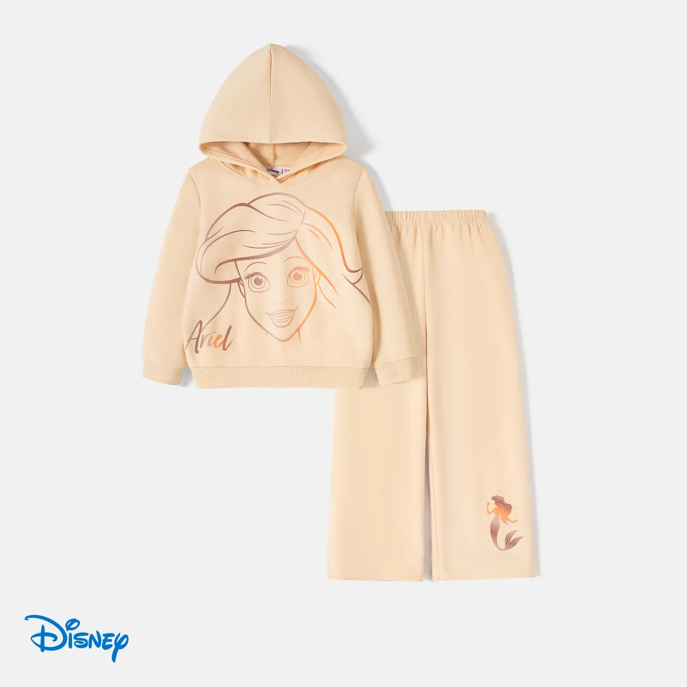 Disney Princess Kid Girl 2pcs Character Print Long-sleeve Hoodie and Pants Set 
