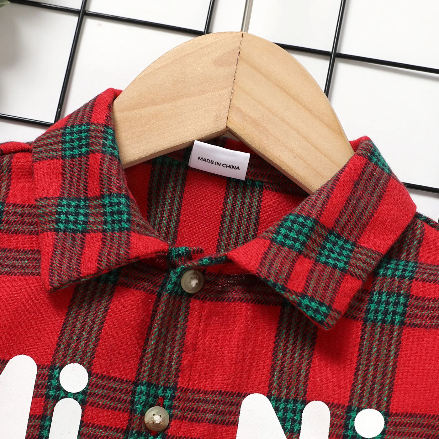 Toddler Boy Lapel Grid Letter Print Shirt  image 3