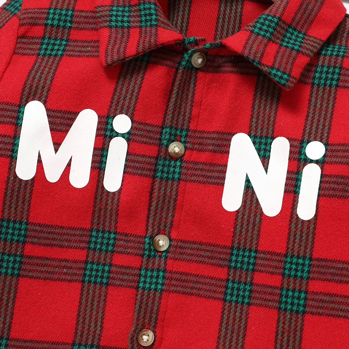 Toddler Boy Lapel Grid Letter Print Shirt  image 4