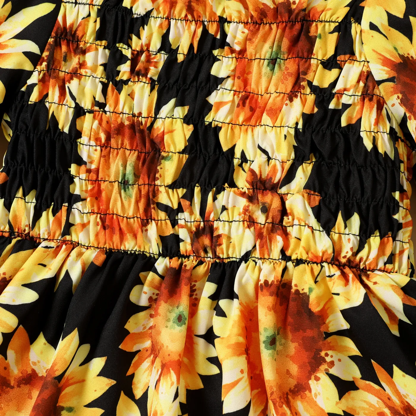 Criança Menina Ponto smock Bonito Girassol Vestidos Preto image 5
