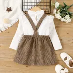 2pcs Toddler Girl Grid Button Details Long Sleeve Suit-Dress  image 2
