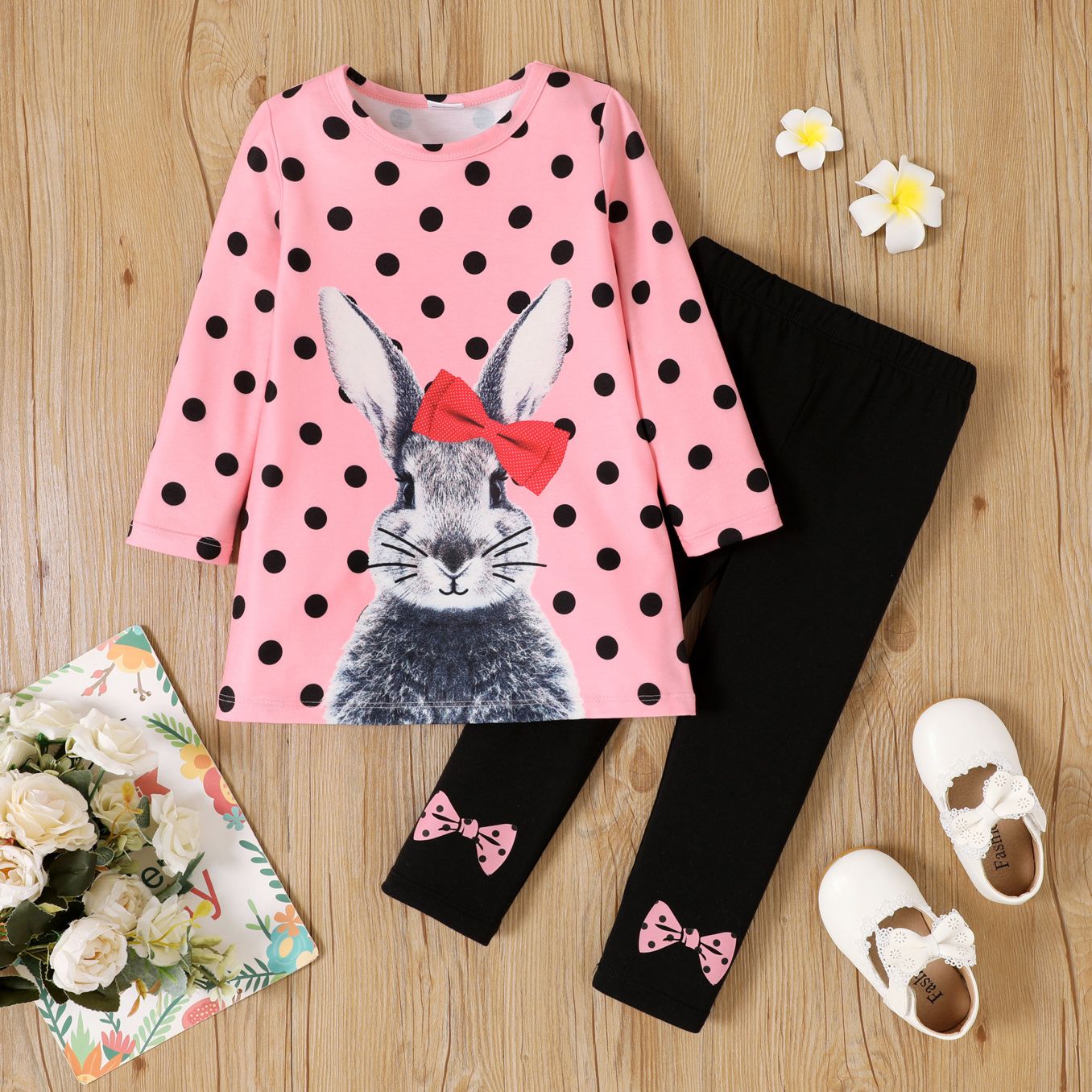 2pcs Toddler Girl Rabbit Pattern Set