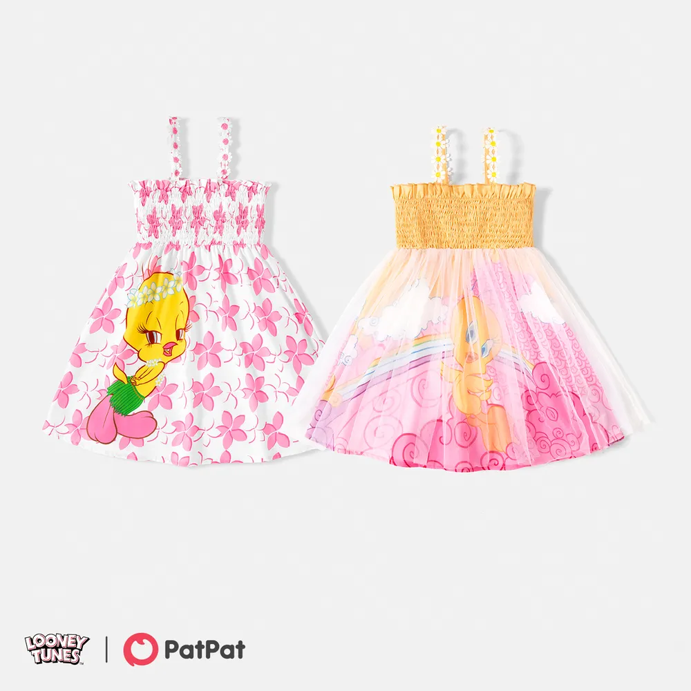 Looney Tunes Toddler Girl Character Print Smocked Slip Dress big image 2