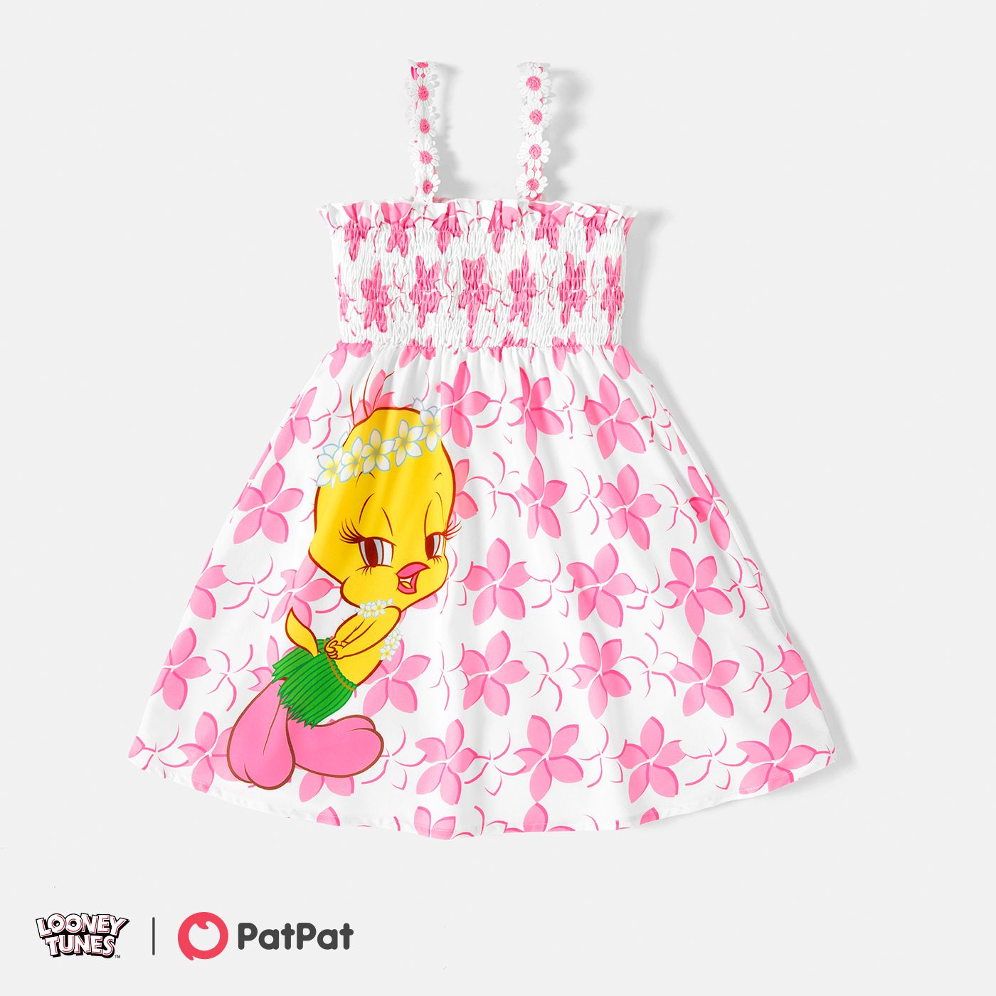 Looney Tunes Toddler Girl Character Print Smocked Slip Dress