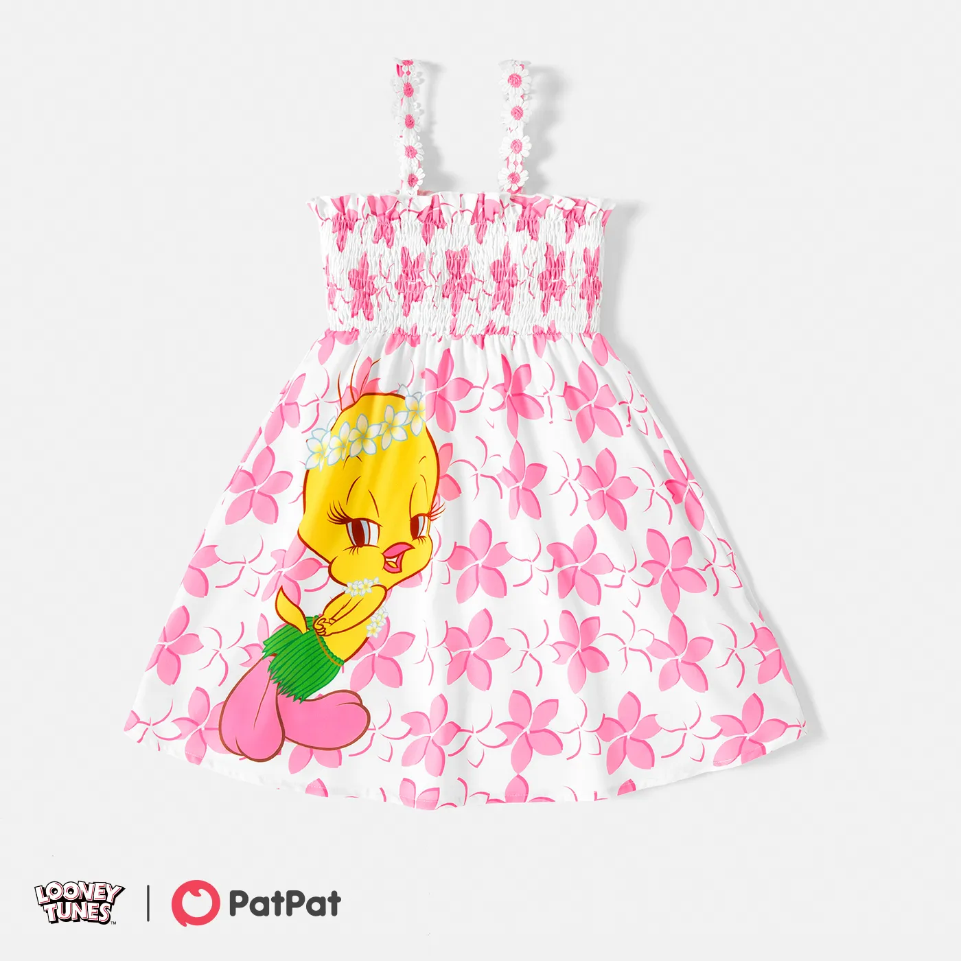 Looney Tunes Toddler Girl Character Print Smocked Slip Dress Pink big image 1