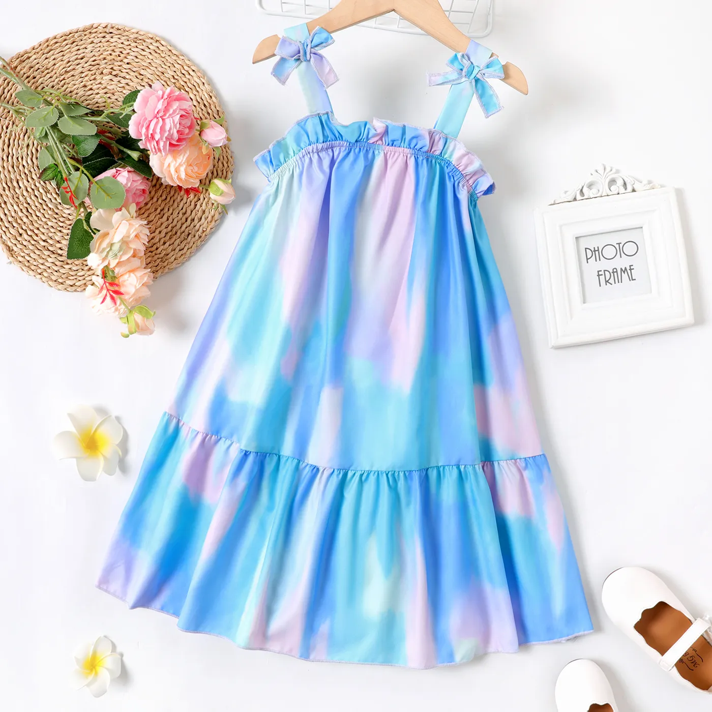 Kid Girl Allover Print Ruffle Slip Dress  big image 1