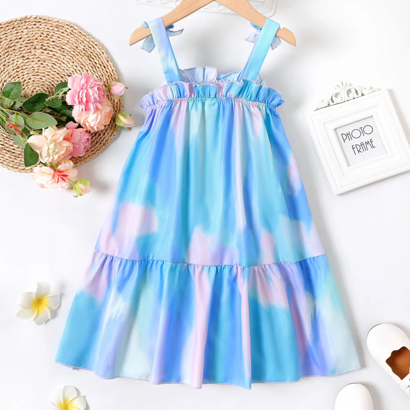 Kid Girl Allover Print Ruffle Slip Dress  image 2